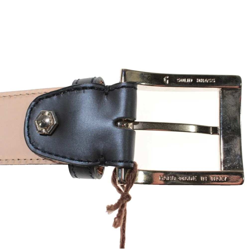 Di Bianco NWT Cut to Size Dress Belt In Solid Navy Blue Leather One Size